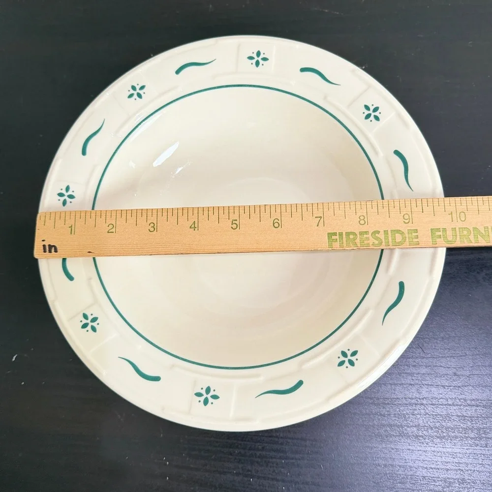 Longaberger Woven Traditions Heritage Green Pasta Soup Bowls Set of 2 9.75